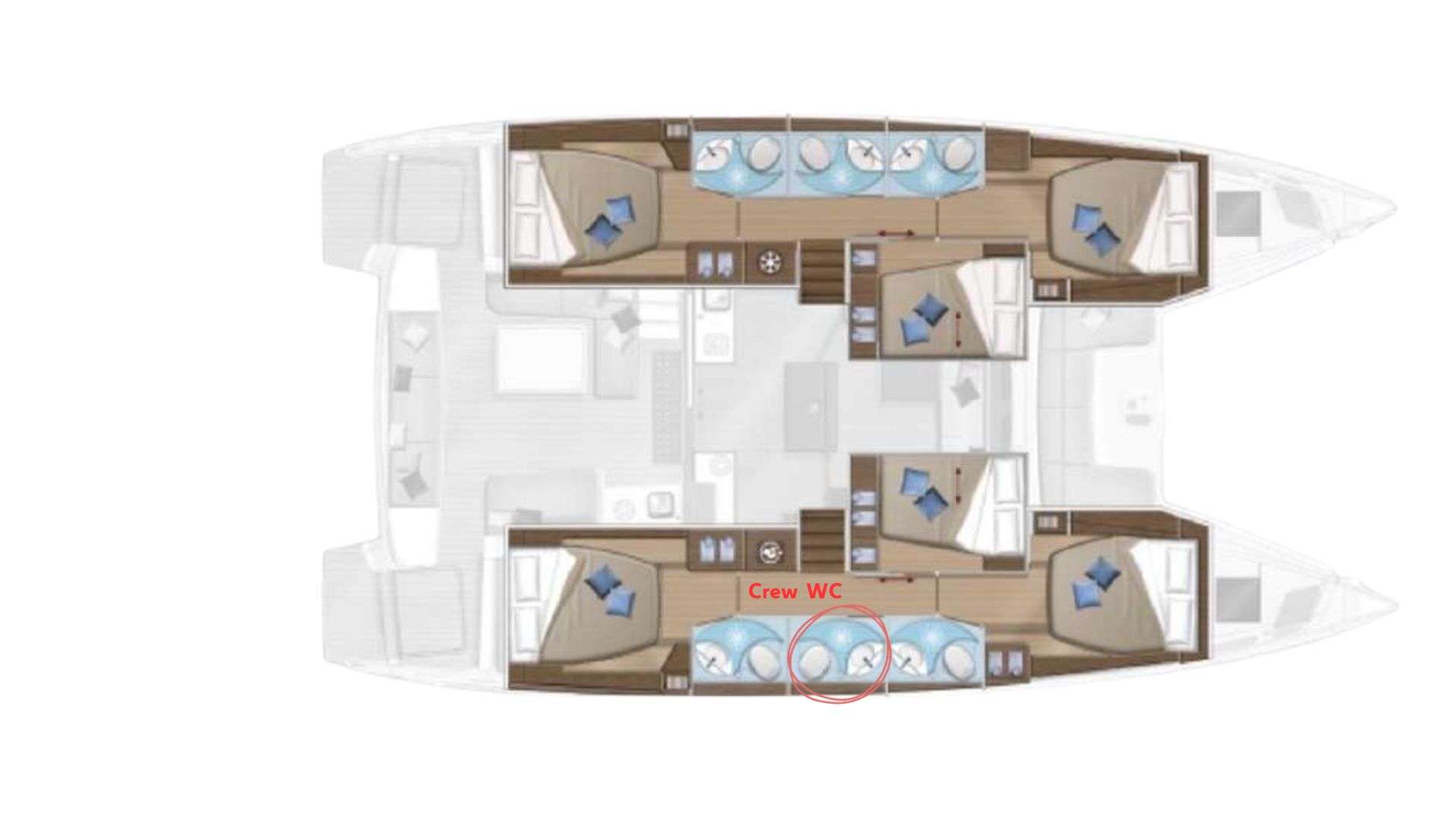 Explore the layout and specifications for ANDARE AVANTI, a 48 ft Sailing Catamaran