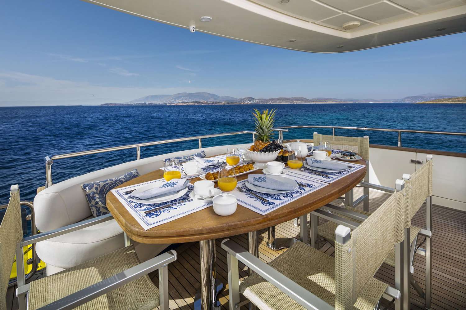 GORGEOUS Yacht Charter - Aft deck morning view