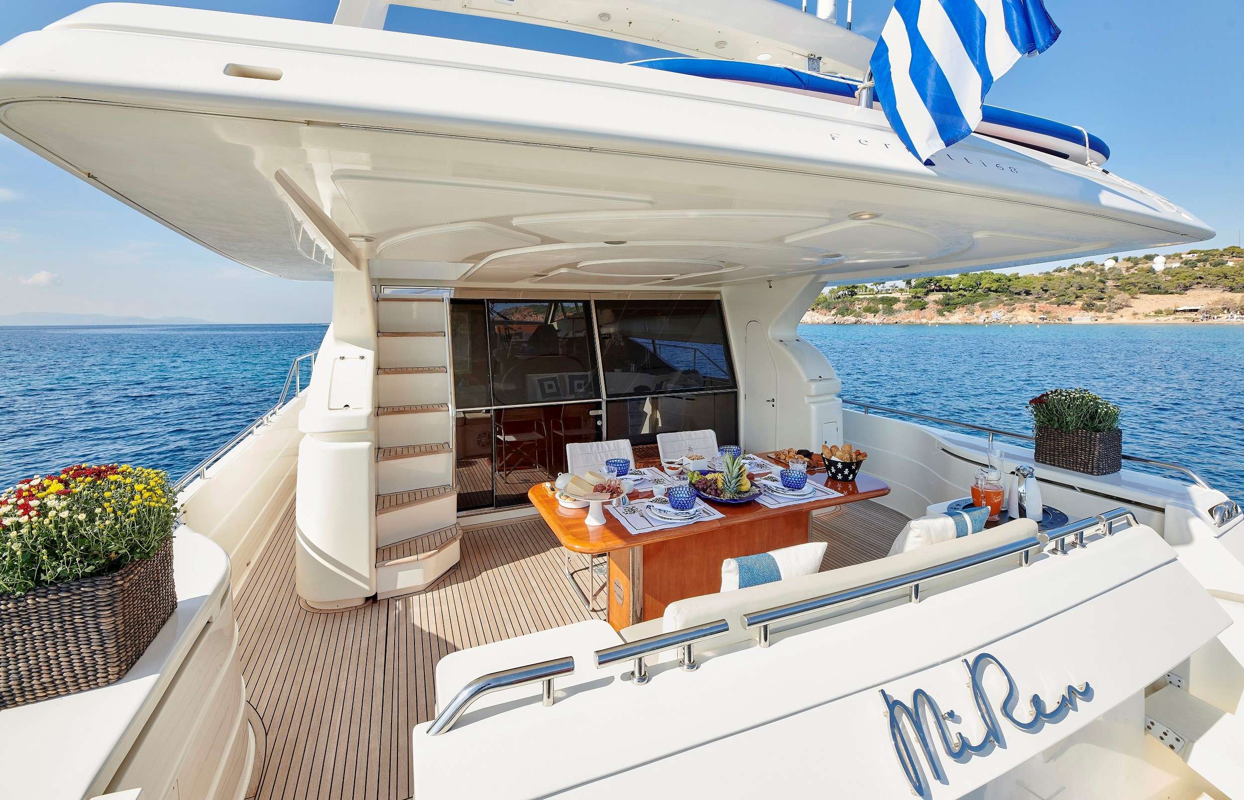 MIREN Yacht Charter - Aft deck morning view