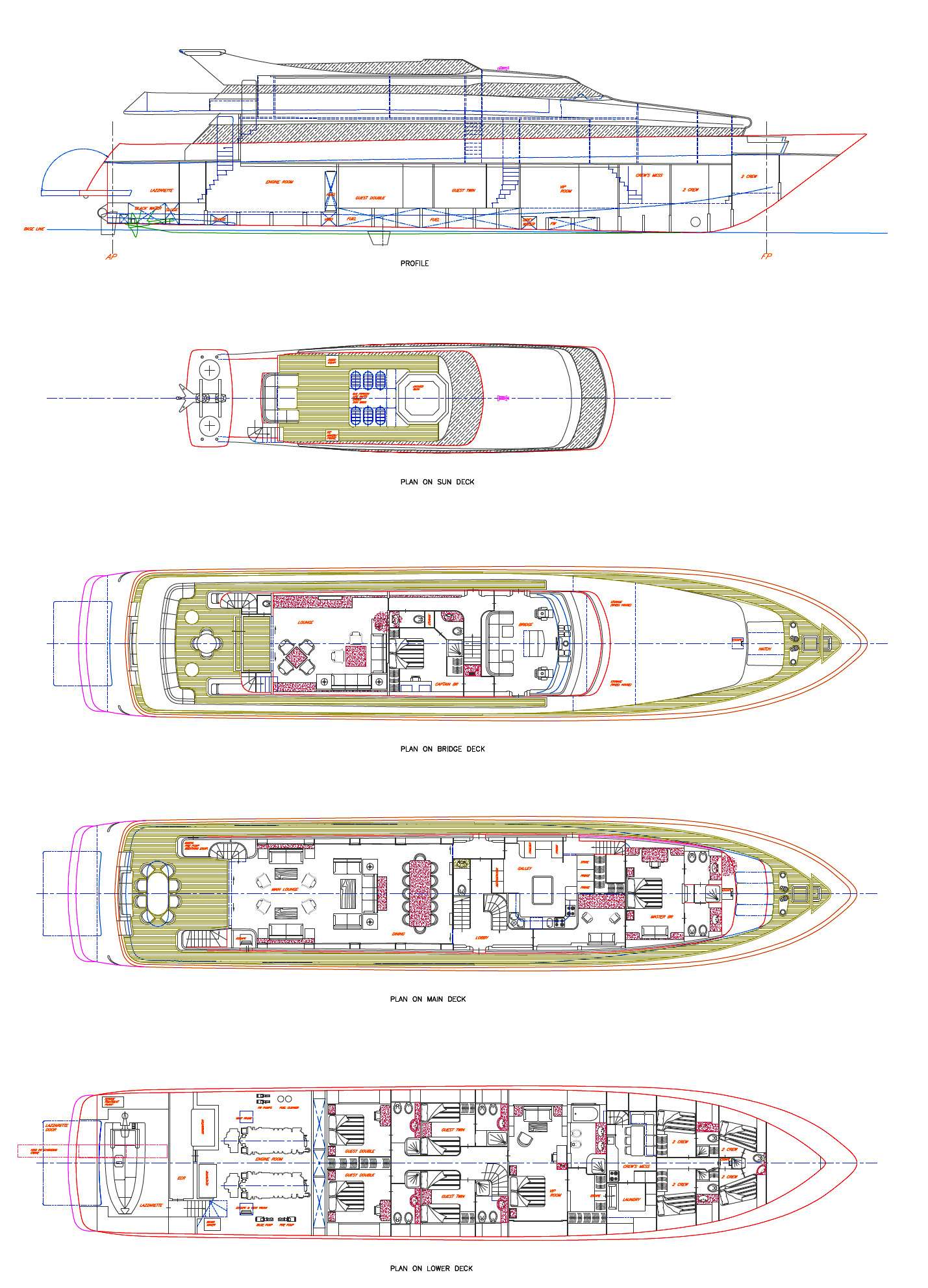 Explore the layout and specifications for ELEMENT, a 140 ft Motor Yacht