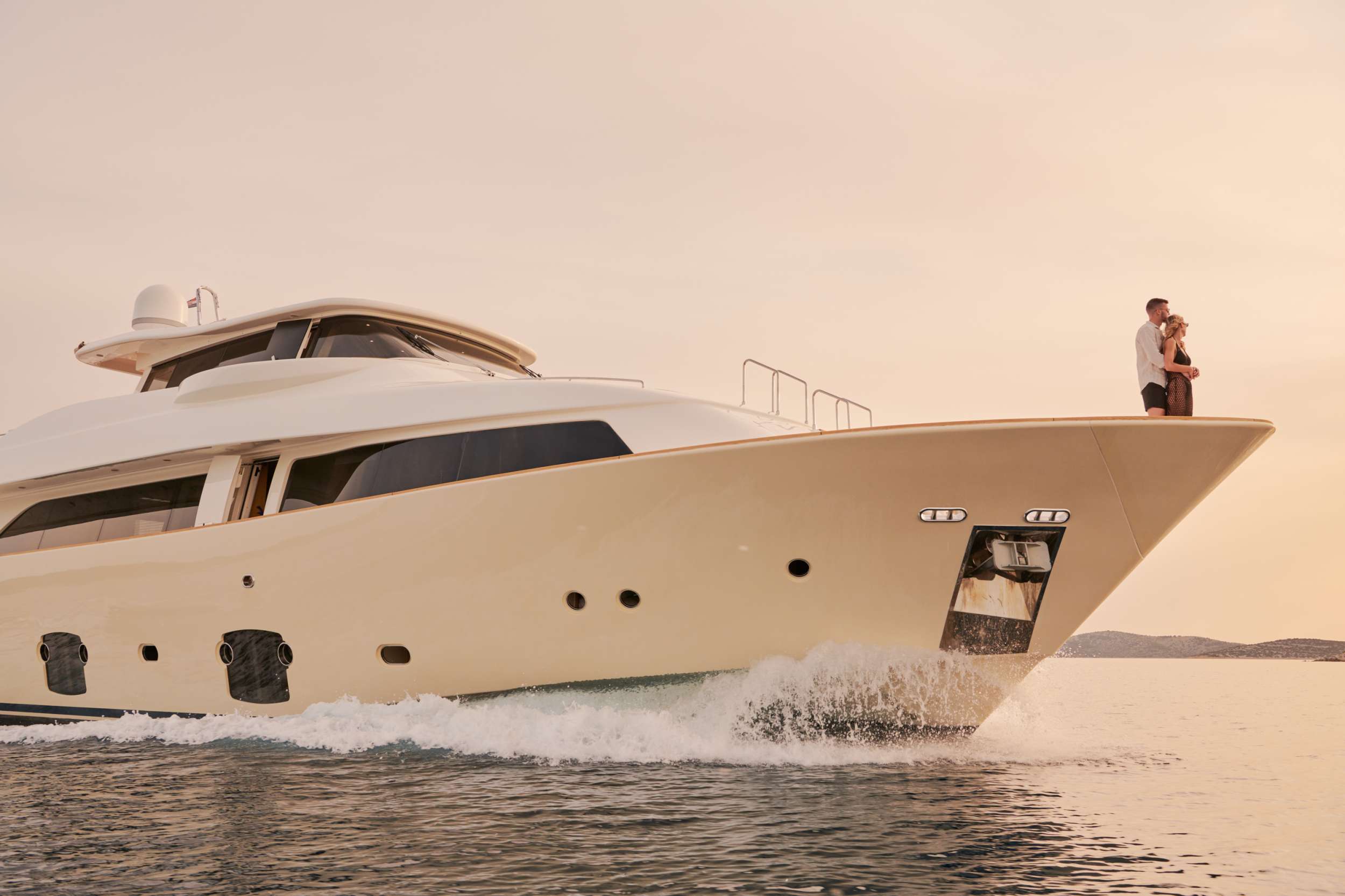 This immaculate Custom Line Navetta 26 from Ferretti cannot help but impress. Boasting interior design by the acclaimed Zuccon International, the 26m FRIEND’s BOAT offers her charter guests many of the features of larger superyachts, such as a main-deck master suite, an equal-sized VIP, and an alfresco cinema.
Navetta means ‘little ship’ in Italian, and when it comes to sea-going performance this stylish Ferretti yacht really lives up to its name, with a great level ride, whisper-quiet operations, and impressive stability both at anchor and underway. FRIEND’S BOAT is available for charter in Croatia and Montenegro from summer 2022.