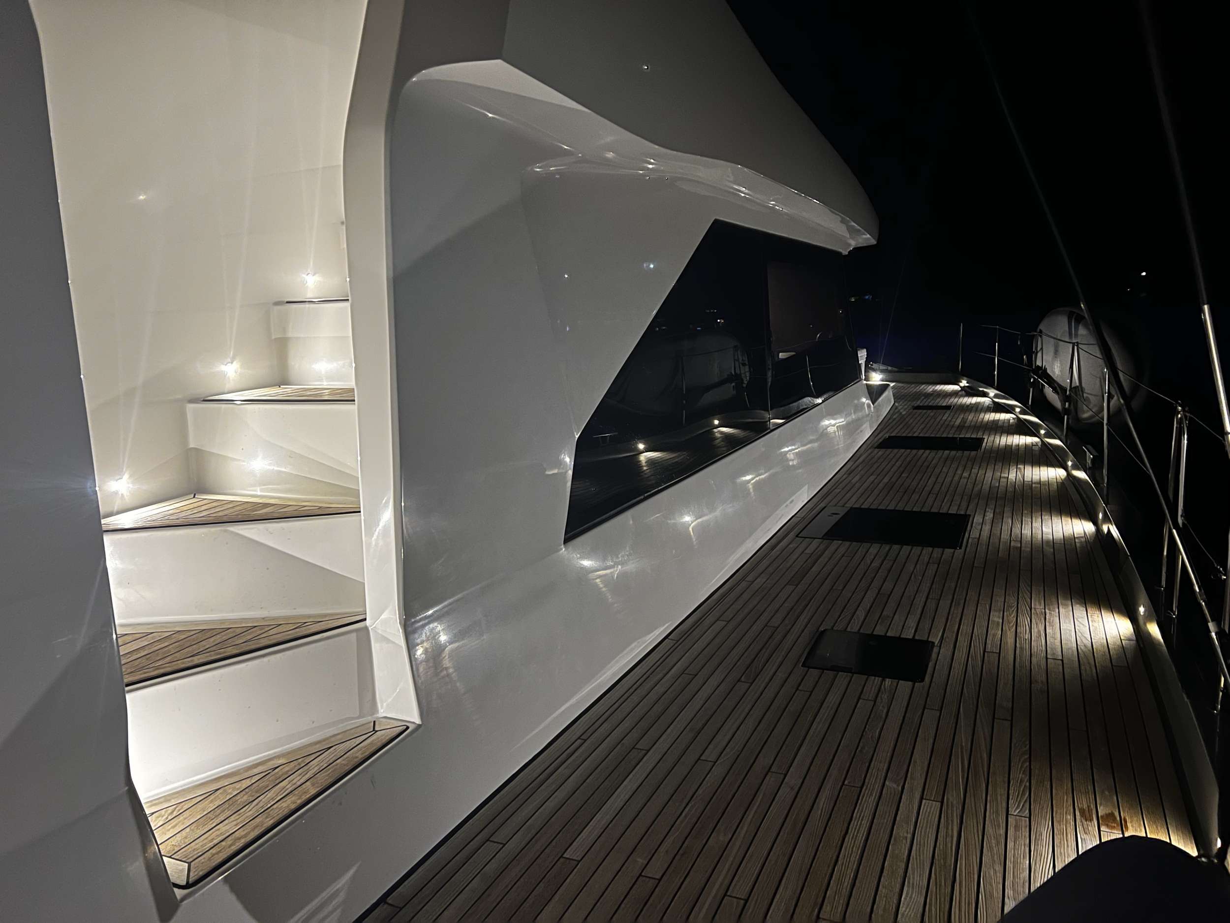 Moon Dragon Yacht Charter - Deck lighting at night