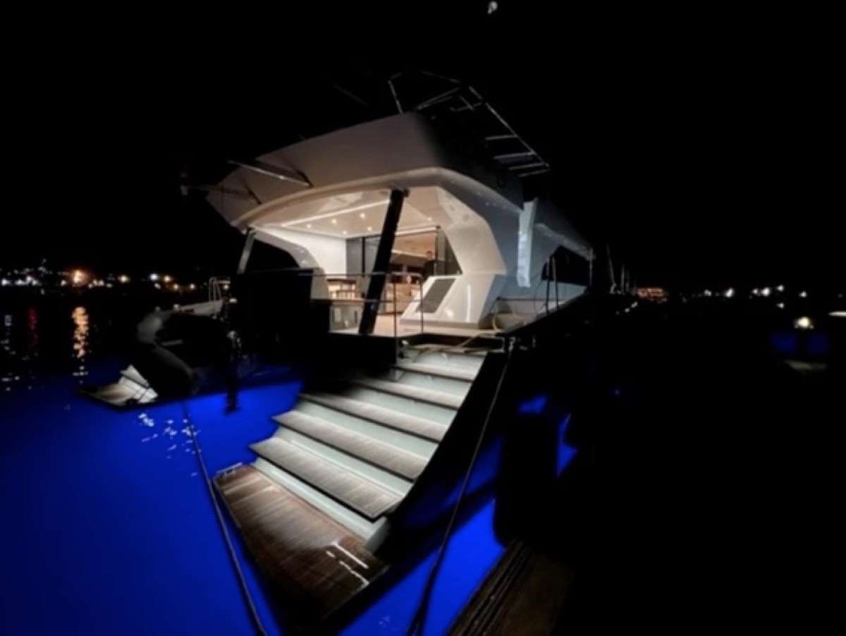 Moon Dragon Yacht Charter - Rear view at night