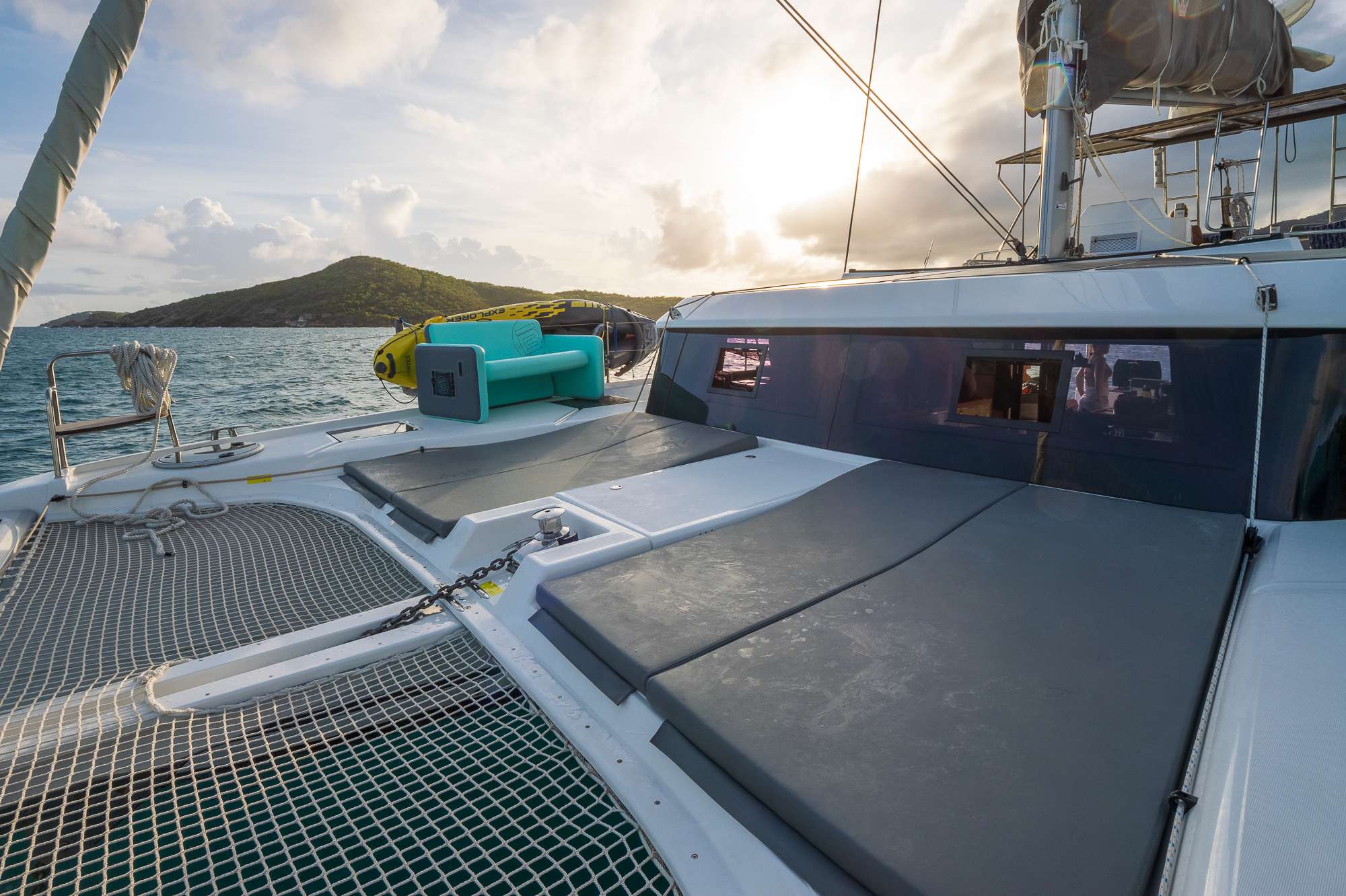 Walk’n on Sunshine Yacht Charter - Foredeck relaxing area