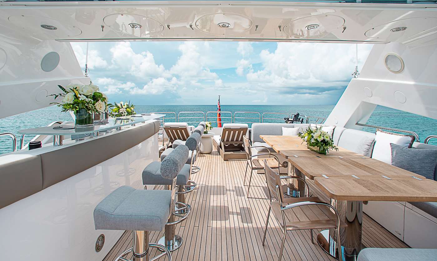 ACACIA Yacht Charter - Sun deck bar and lounge