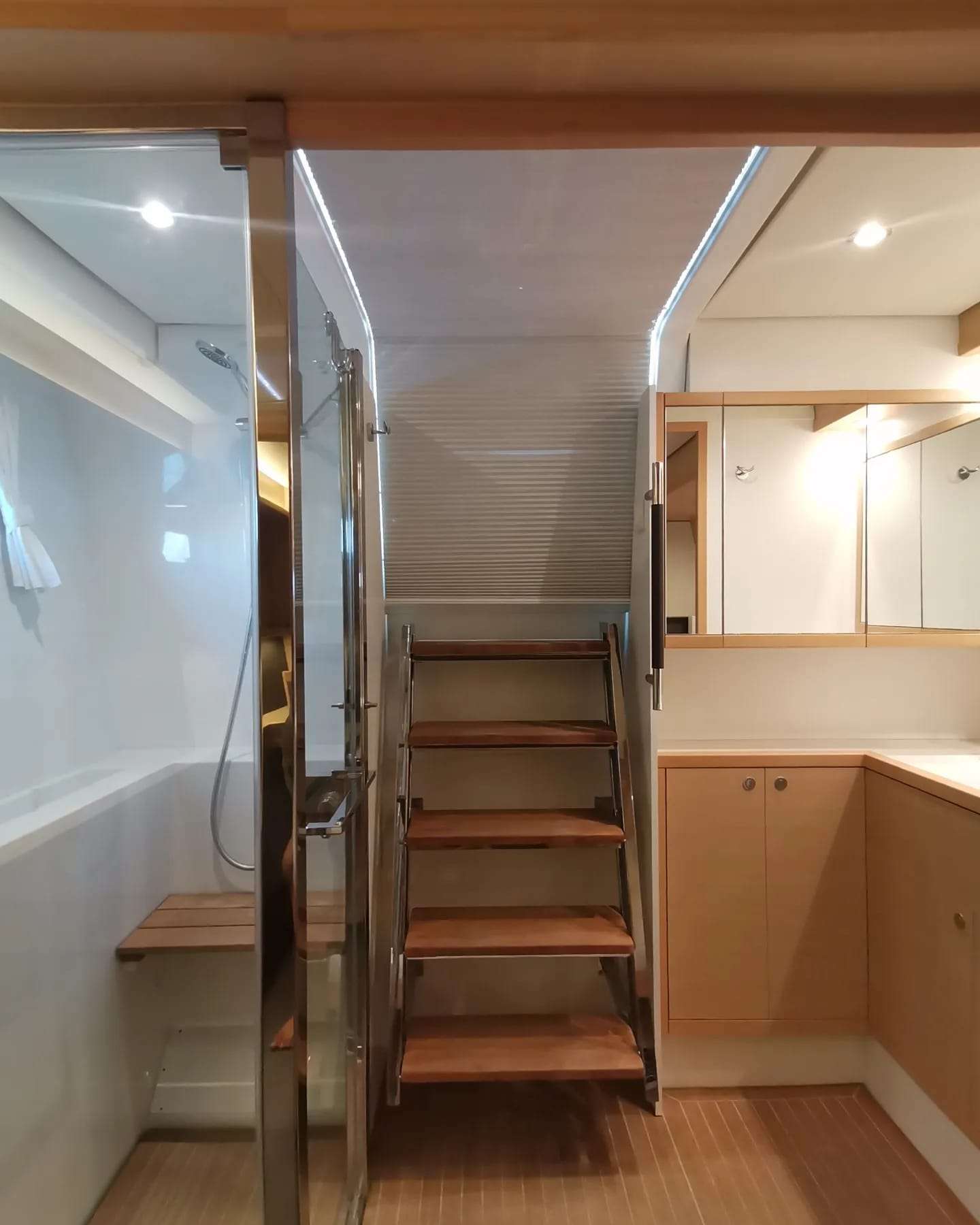 Bathroom and rear access from aft cabin
