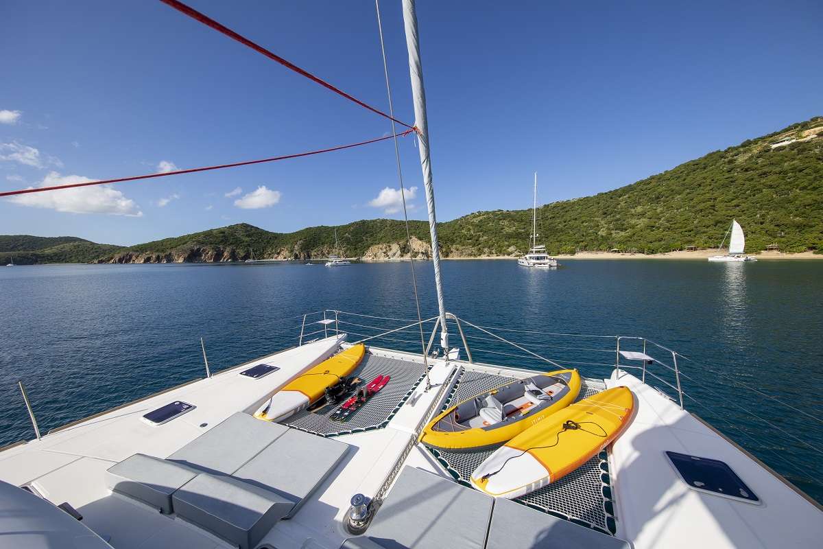 NOMADA Yacht Charter - Relax on sun pads and trampolines or enjoy the water via tow tube, kayaks, stand-up paddleboards, wakeboard, skis, fishing gear, seabobs, and snorkel gear.