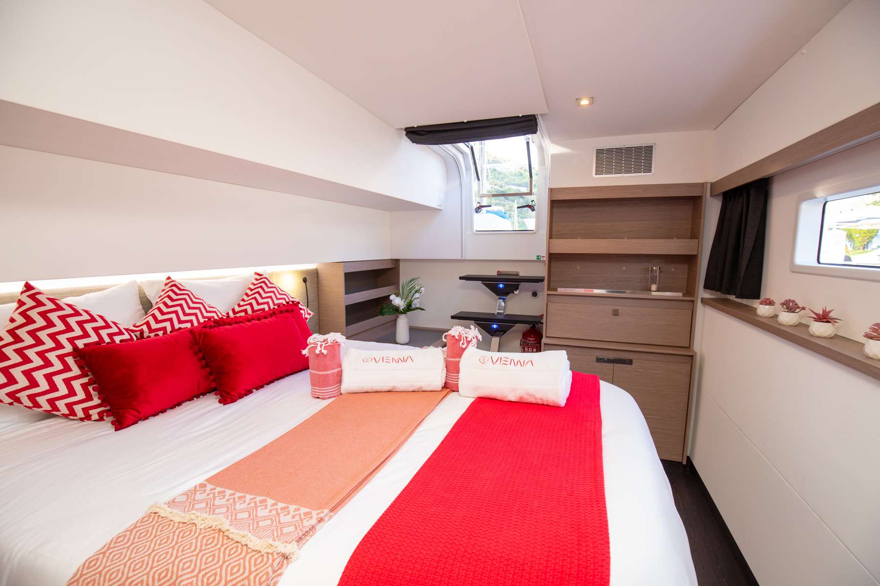 VIENNA Yacht Charter - Primary Cabin, with queen bed