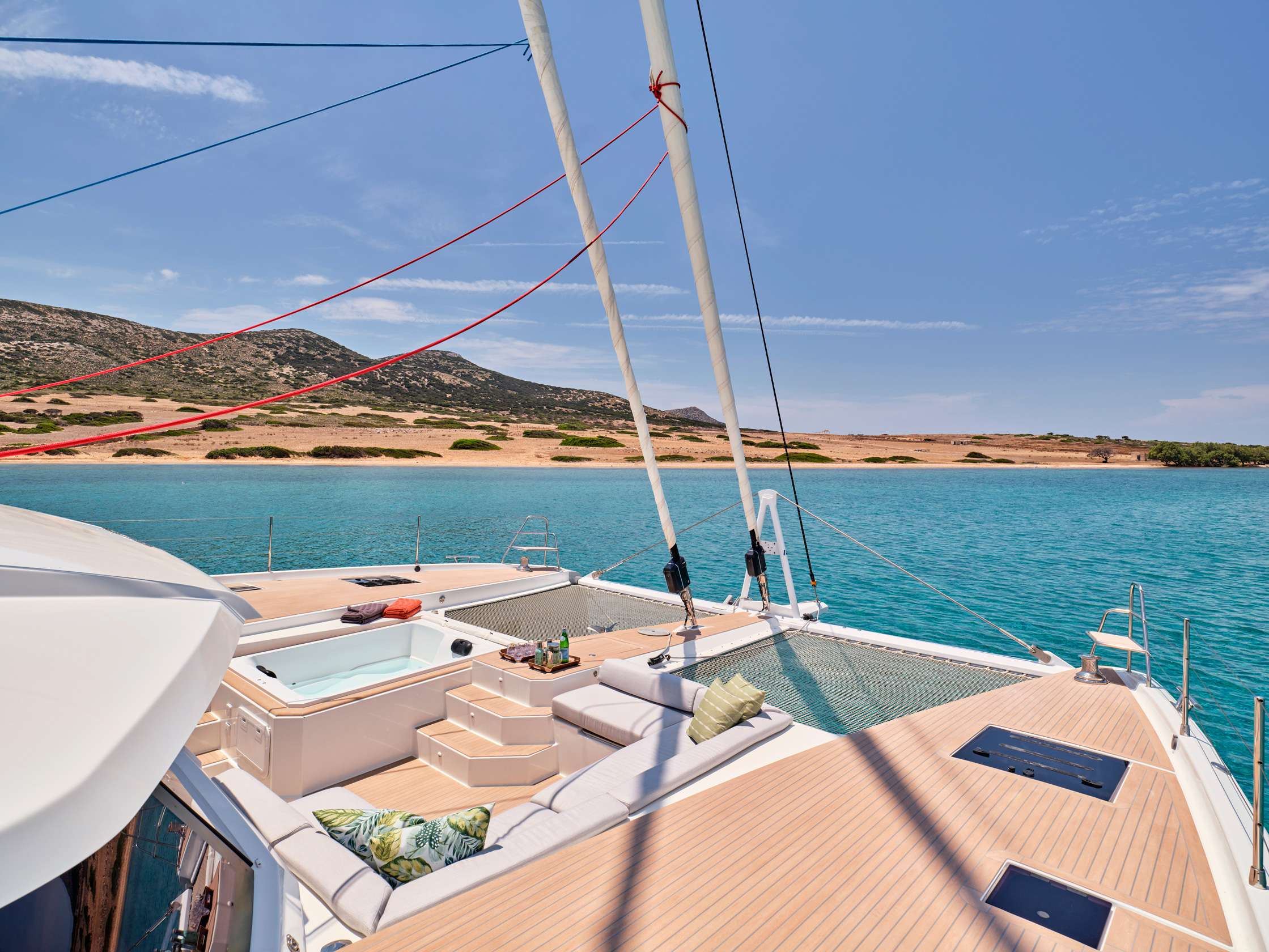 PIXIE Yacht Charter - Fore deck seating area with Jacuzzi