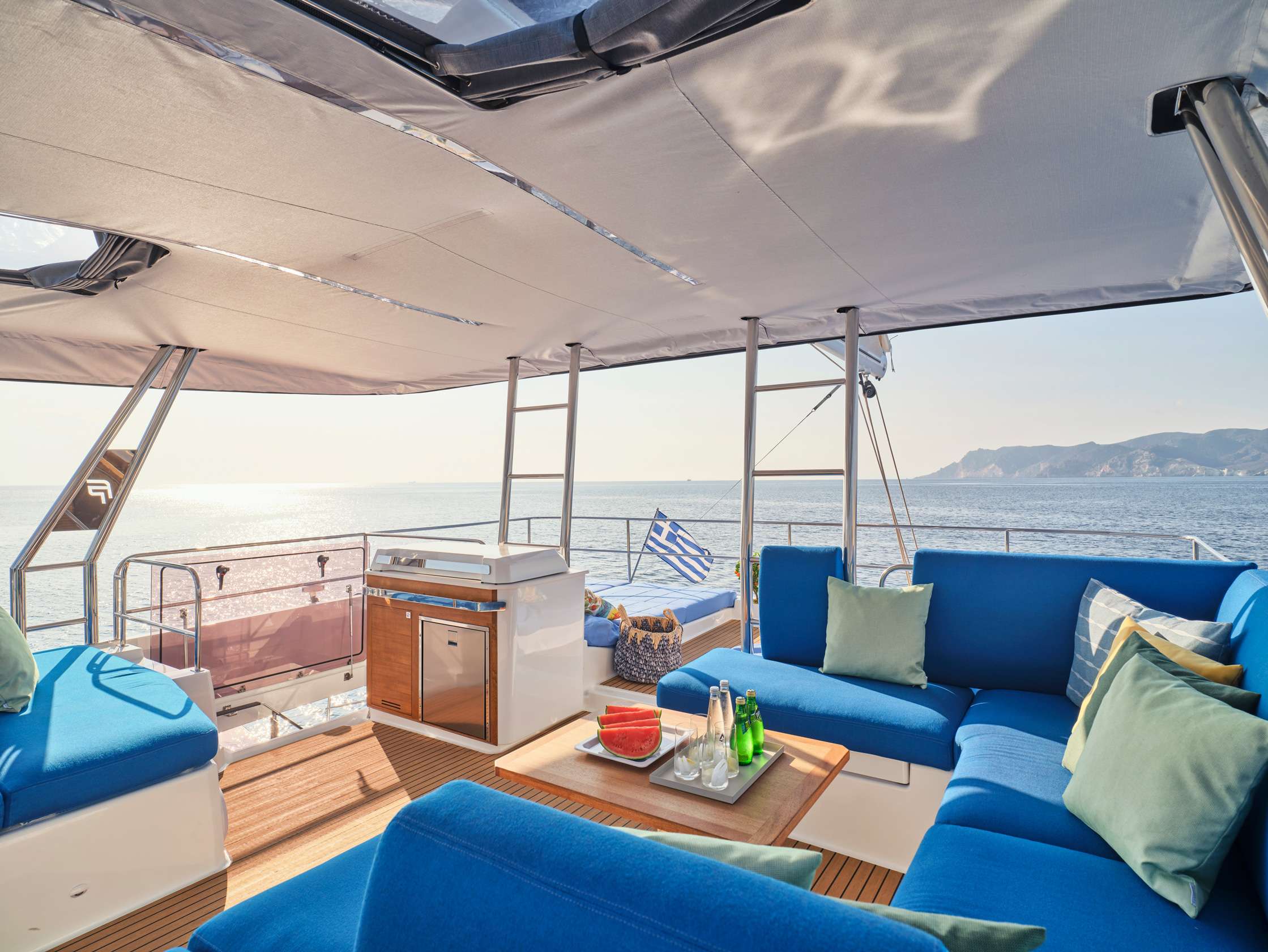 APHAEA Yacht Charter - Fly bridge seating area