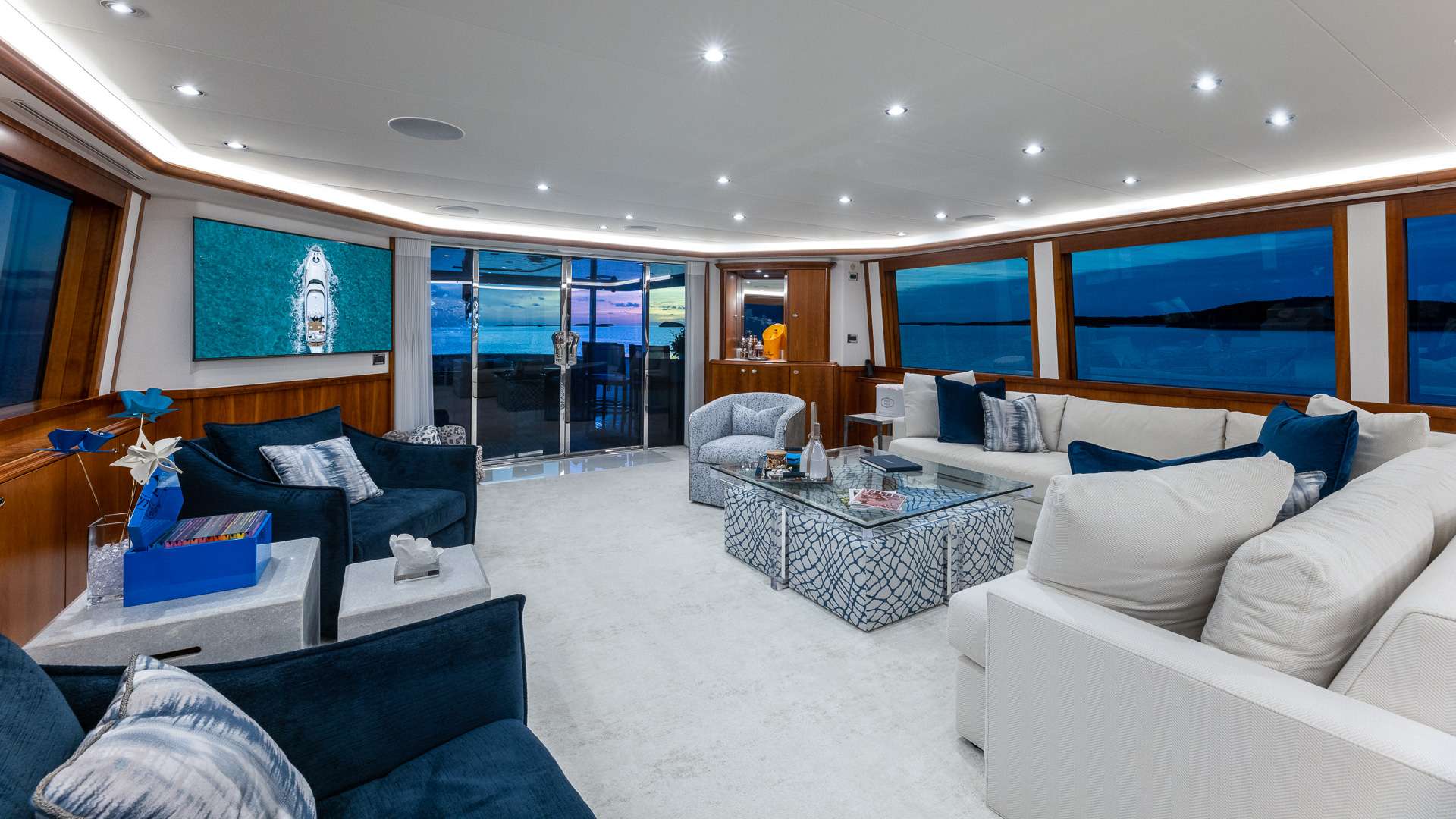 NO SHORTCUTS Yacht Charter - Main Salon featuring 65" TV