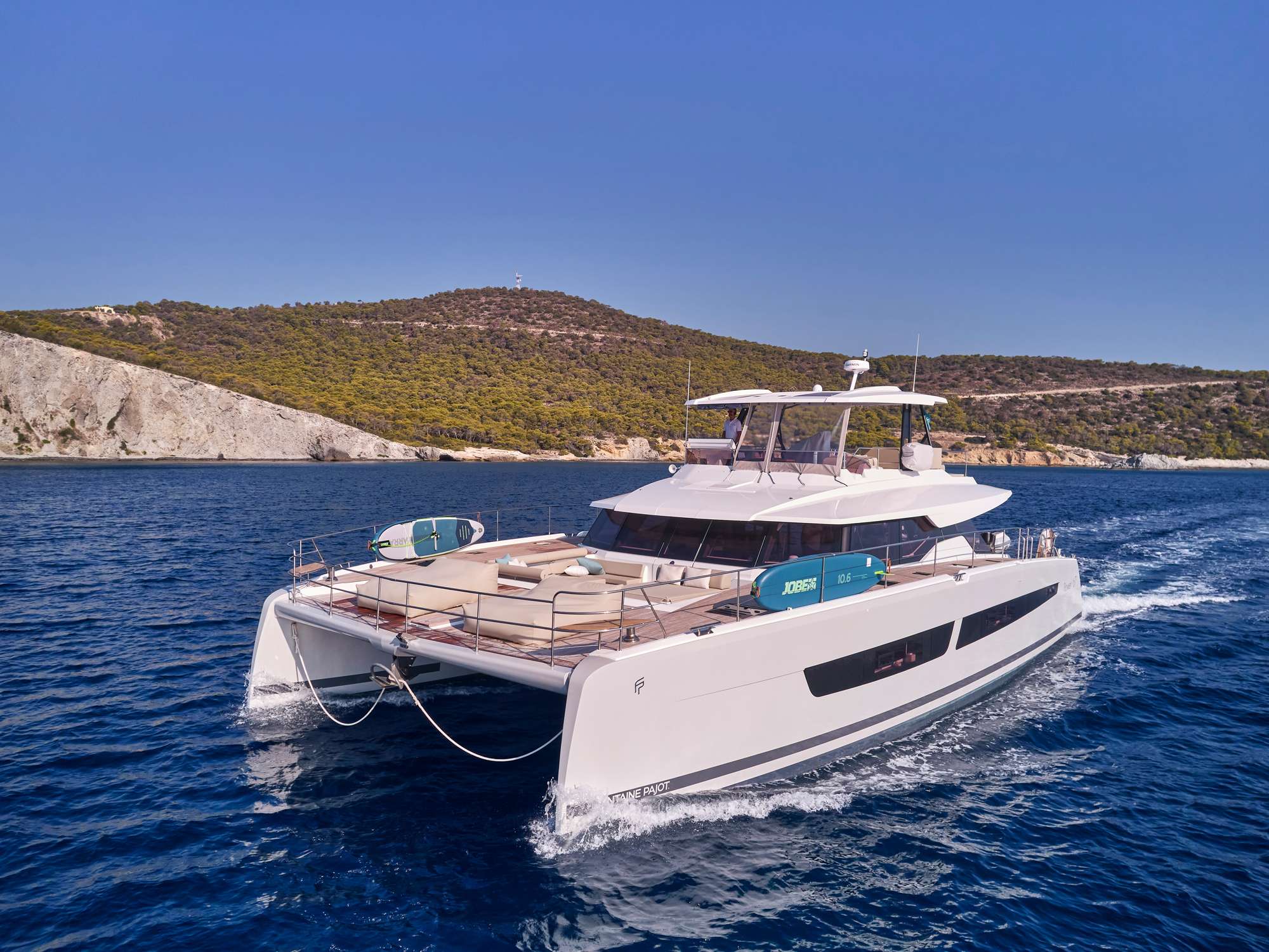 M/Y ELLY redefines luxury at sea. and is recognized for their elegance and performance.
M/Y ELLY is perfect for lengthy trips, cruises, or hosting guests. She has 2 x 550 hp engine and 4000 litres of fuel give it a range of 1700 nautical miles.
Elegant and inventive, M/Y ELLY offers a state-of-the-art living environment. This luxury power catamaran's rounded, asymmetrical lines exude courage. Its volumes are cleverly designed and large. Enjoy the 36m2 cockpit and lounge.
Sunbathing places, a griddle-equipped kitchen, and a large lobby. Dream of the unachievable on the 32 m2 Flybridge or relax in the front lounge jacuzzi.
M/Y ELLY is spectacular because to its sophisticated and private 5-star lounge, and beautiful interior offers an endless perspective.
Her owner's suite offers a 22-m2 private apartment is fitted with a huge dressing room and an Italian-style bathroom with an Italian-style bathroom with two finely designed washbasins to give all the distinction you can imagine to your outings at sea.
Awards:
* 1st Place Diamond Category, CYBA Designer Water Competition, EMMYS 2024