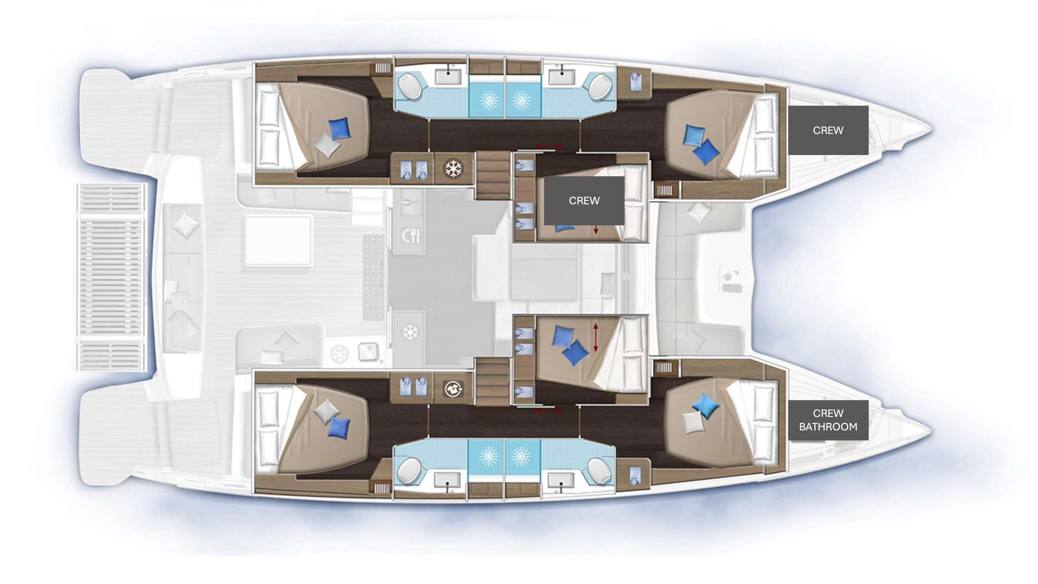 Explore the layout and specifications for OZELO, a 50 ft Sailing Catamaran