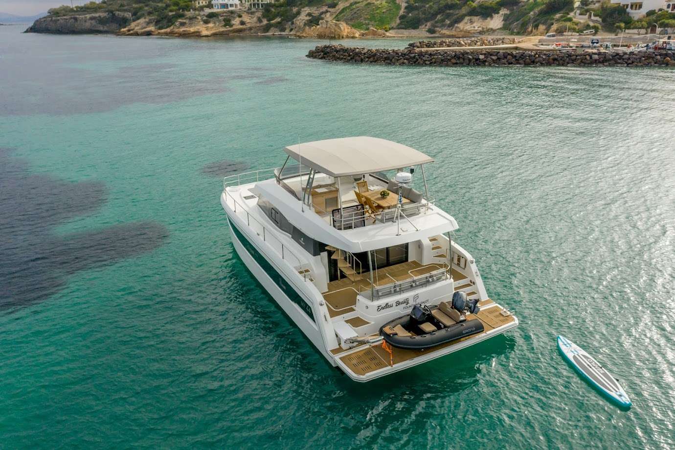 Introducing the Fountaine Pajot MY44 Endless Beauty – the pinnacle of power catamaran excellence.
This exceptional vessel seamlessly blends innovative design, remarkable performance, and luxurious comfort. With spacious interiors, fuel efficiency, and a focus on natural light, the MY44 offers an unforgettable cruising experience.
Explore the seas with ease, and relish the outdoor spaces, including a panoramic flybridge and expansive decks. Discover the MY44 Endless Beauty, where power meets elegance.