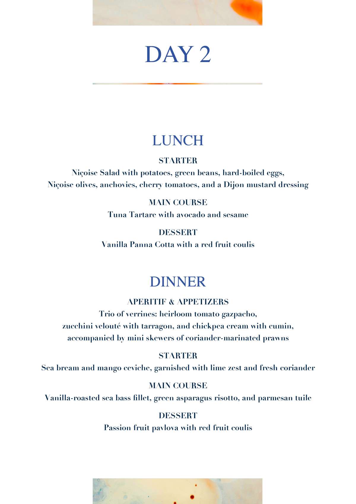 Stalca - menu
