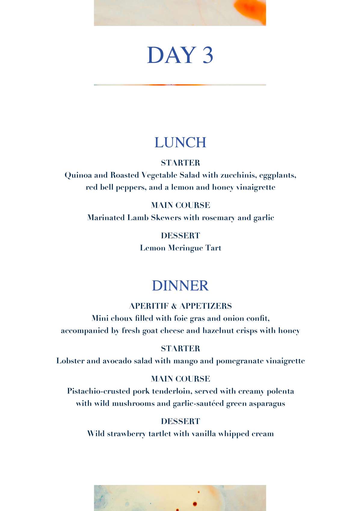 Stalca - menu
