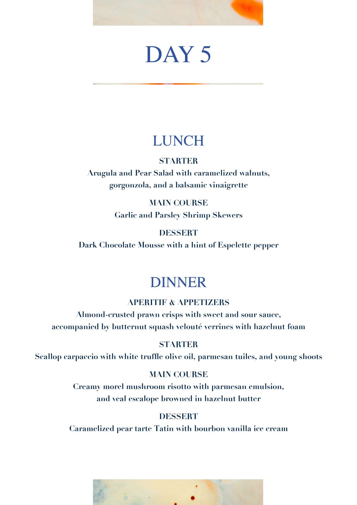 Stalca - menu