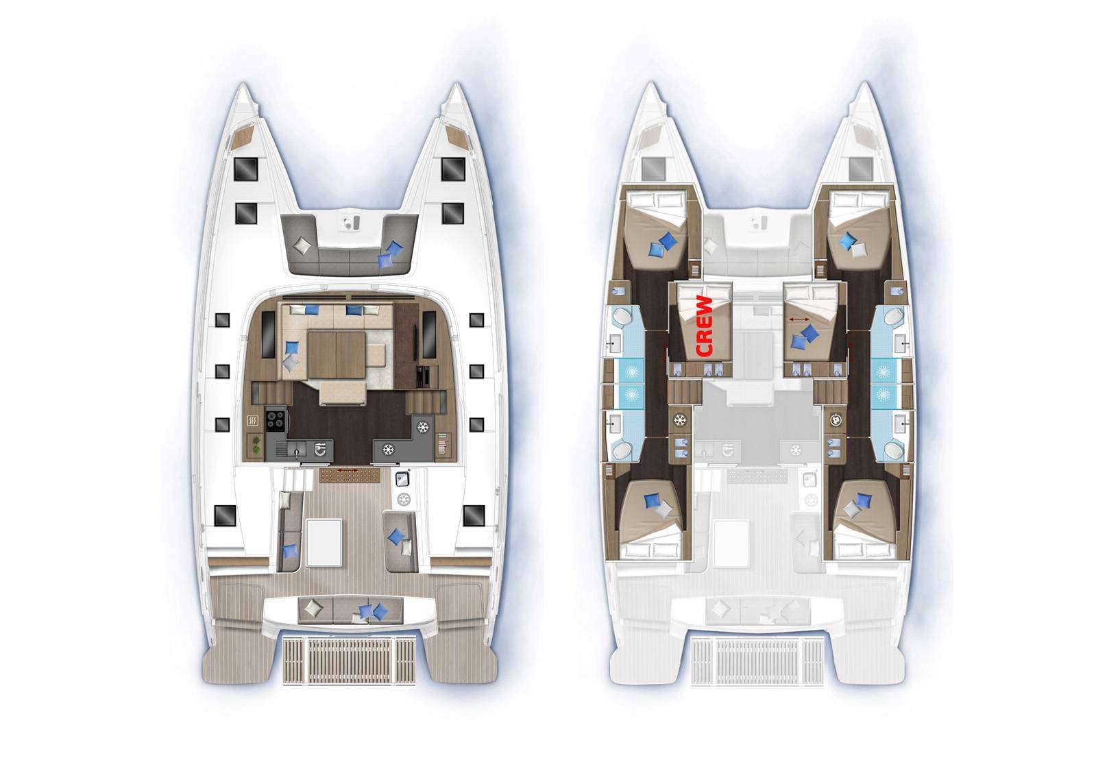 Explore the layout and specifications for EFFIE STAR, a 51 ft Sailing Catamaran