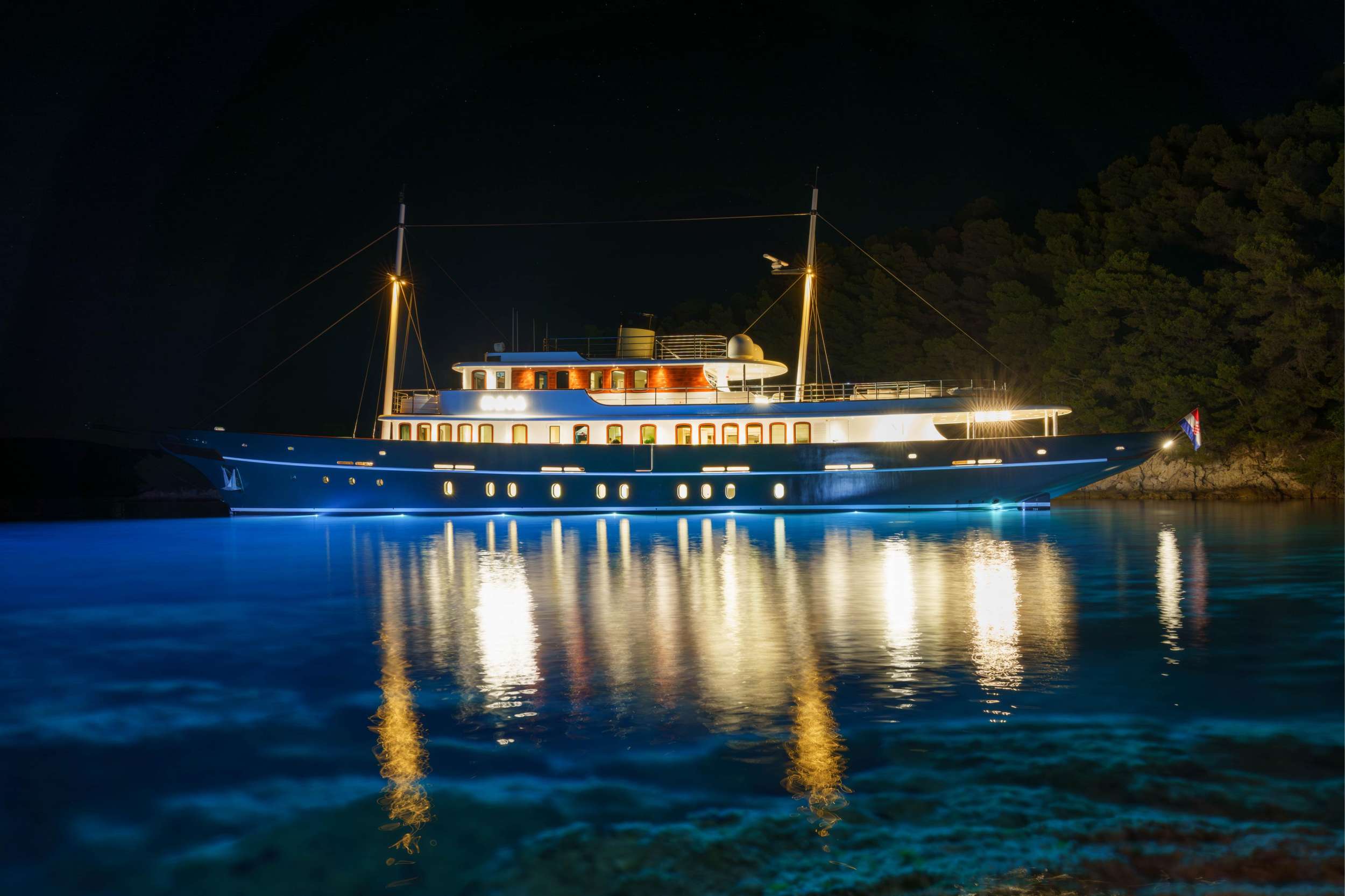 At night