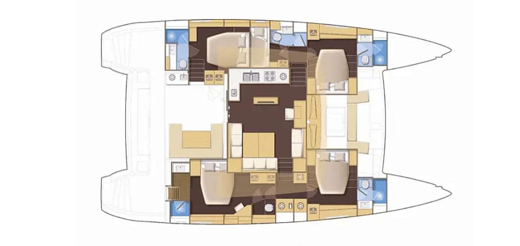 Explore the layout and specifications for Cool Breeze , a 56 ft Sailing Catamaran